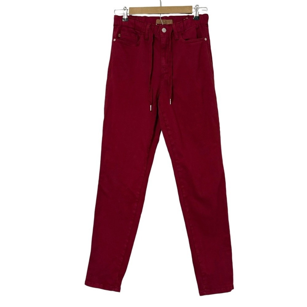 Judy Blue Red Garment Dyed Size 3 Drawstring Waistband Skinny Jeans Colorful